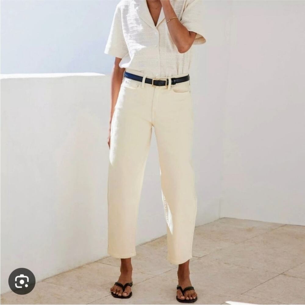 AYR Cropped High-Rise Jeans in Cream
